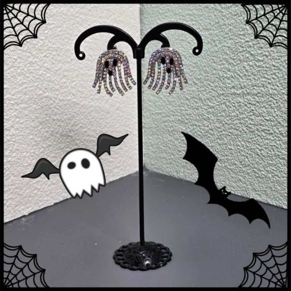 🎃 Sparkly Rhinestone Ghost Earrings‎ (NWOT)